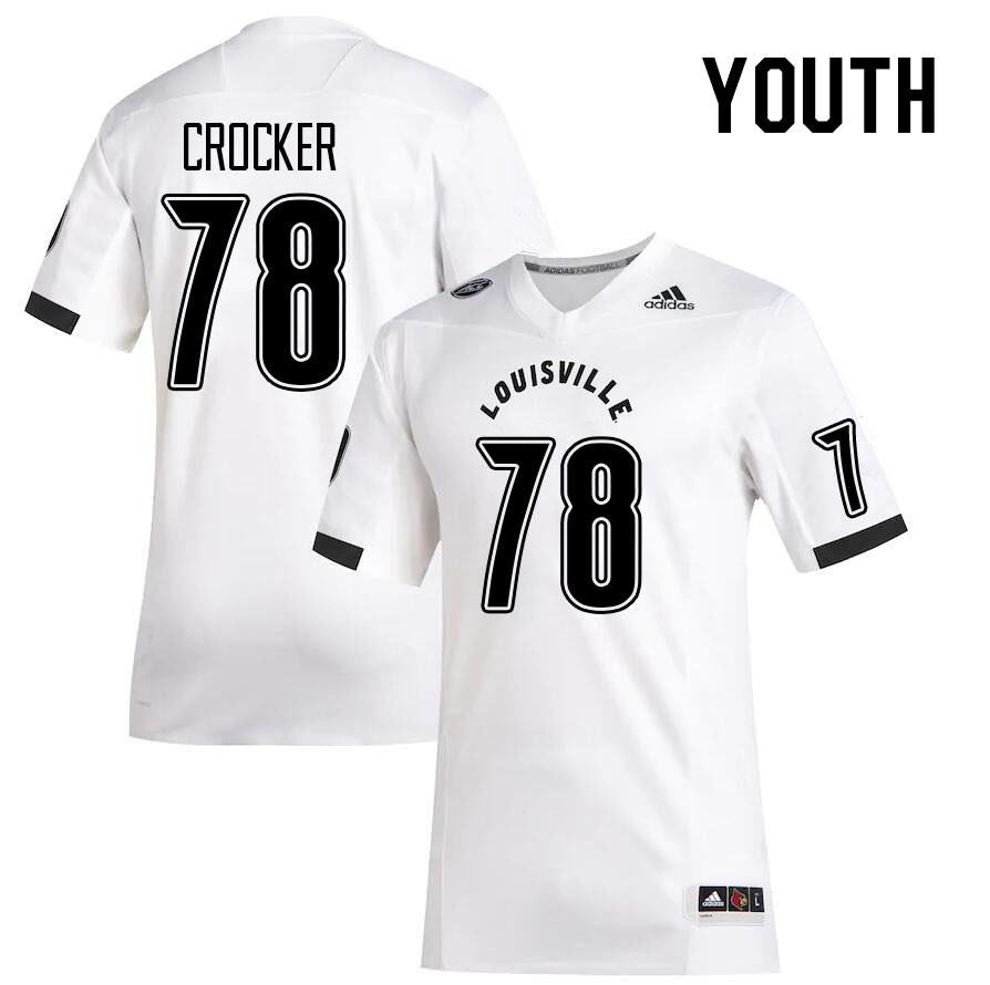 Youth #78 Joe Crocker Louisville Cardinals College Football Jerseys Stitched Sale-White - Click Image to Close